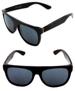 Gafas de sol planas para hombre Impero súper pulidas marco negro lentes espejo claro - Imagen 1 de 10