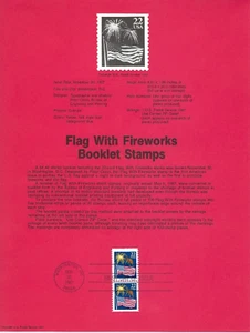 US Scott#SP783 (2276a) 22c Flag with Fireworks Booklet 2 Souvenir Pages NH 1987 - Picture 1 of 1