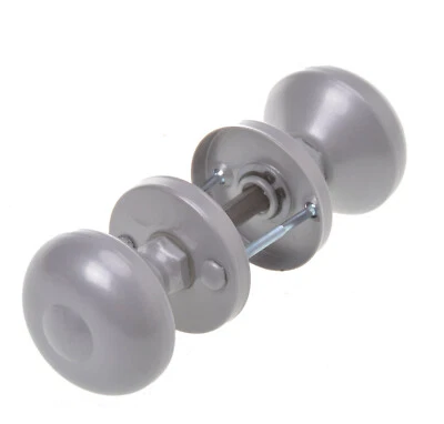 Aqbau® Set 2 tlg. Türknopf Drehbar auf Rundrosette Knopfdrücker Türknauf Silber