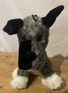 Mutt Nation 10” dog Plush black -gray with red bandanna - Picture 1 of 6