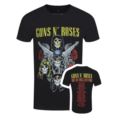 GUNS N' ROSES Camiseta Guns N Roses Not In This Lifetime Pistols GNR Rock Band Negra Oficial