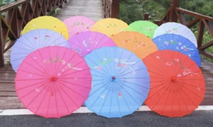 PARASOL UMBRELLA Chinese Japanese Bamboo Flower Pattern Fabric 80cm Diameter New - Picture 1 of 13