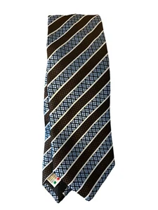 L'Uomo di Colosso Pisano Krawatte blau braun gestreift 100 % Seide Italien 3 x61 - Bild 1 von 4