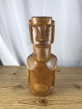 EASTER ISLAND MOAI STATUE Hand carved WOOD FIGURINE RAPA NUI TIKI IDOL