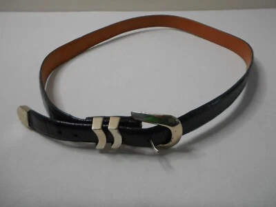 Cinturón de cuero Onyx by Brighton vintage años 90 talla 48 19403 cocodrilo negro en relieve Foto 1 de 4