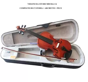 VIOLINO DA STUDIO MISURA 3/4 KIT COMPLETO CON CUSTODIA + ARCHETTO + PECE - Foto 1 di 5