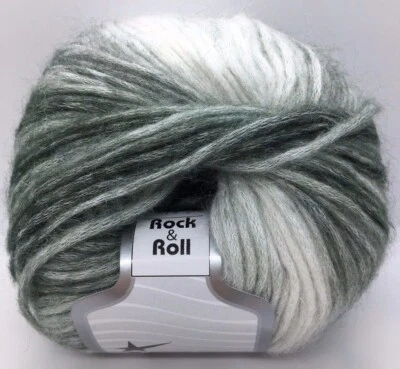 Rock & Roll 65847 Gris Gris-Verde Blanco Rayas de Hielo Lana Modal Hilo Negro 50g 125y Foto 1 de 4