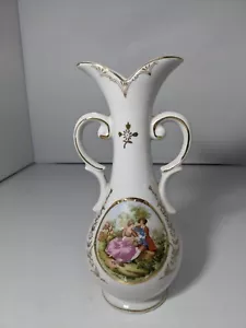 GOOD- Vintage Japan 8332 Vase Gold Rim and Trim White (8" inches Tall) - Picture 1 of 7