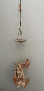 Vintage Art Pottery Butterfly Wind Chime Beaded - Picture 1 of 7