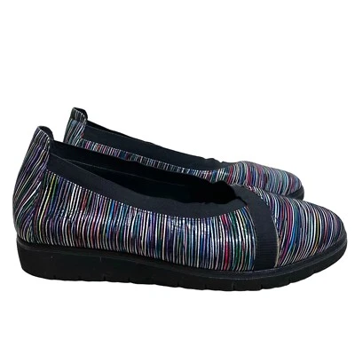 Nurture Kizzie Striped Slip On Leather Envelope Wedge Shoes Size 9.5 Comfort - Image 1 of 4