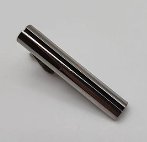 Vintage Men's Silver Tone Semicircle with Black Stripe Tie Clip - Picture 1 of 5