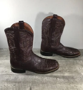 Mens Dan Post DP2701 Leather Cowboy Western Square Toe Croc Moc Boots Size 12 D - Picture 1 of 9