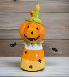 New! Ceramic Halloween Pumpkin Candle Holder - 11” tall - Picture 1 of 4