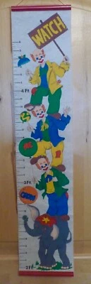 Vintage GROW CHART-Marked Watch Me Grow-CIRCUS CLOWNS and ELEPHANT-Hangs 2'-4'6" - Image 1 of 4