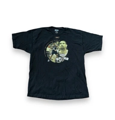 Camiseta de Colección Tim Duncan #21 San Antonio Spurs NBA Reebok Para Hombre XL Negra Rap Foto 1 de 4