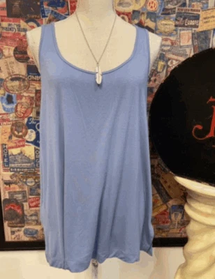 Marla Wynne French Blue Essential Stretch Jersey Knit Layering Tank L NEW Foto 1 de 4