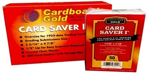 50 100 200 Card Saver 1 Card Holders PSA BGS Grading Cardboard Gold - Picture 1 of 1
