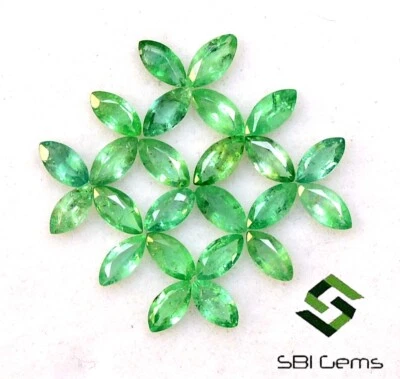 Lote de 25 piezas de piedras preciosas sueltas sin tratar de corte marquesa esmeralda natural de 4x2 mm 1,72 CTS Foto 1 de 4