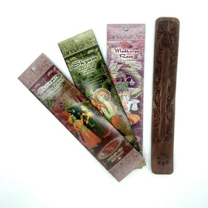 3 Packs of 10 Incense Sticks+Wooden Burner Combo Pack Citronella Khus Sandalwood - Picture 1 of 7
