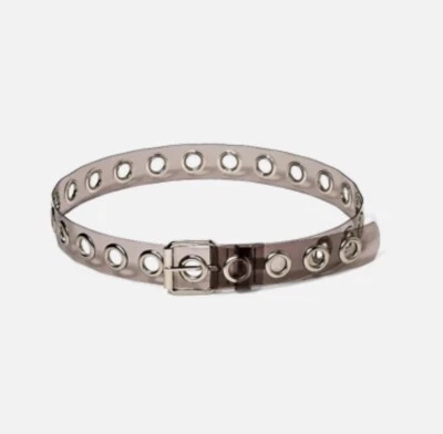 Wild Fable Women's Oversize Silver Grommet Black Jelly Belt Sz: L NWT $15 - Image 1 of 4