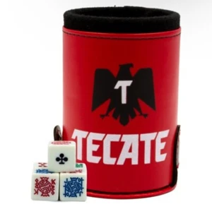 Taza de dados de cerveza Tecate con soporte para dados, 5 dados grabados - Imagen 1 de 5