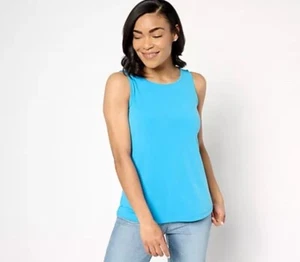 Susan Graver Modern Essentials Liquid Knit A-Line Top Ocean Aqua Small A593335 - Picture 1 of 2