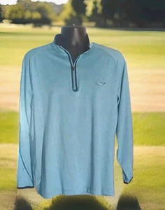 Herren Greg Norman Play Dry türkis Hai Logo Golf 1/4 Reißverschluss Pullover Langarm. Med - Bild 1 von 10