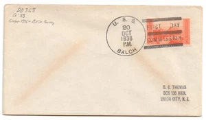 USS BALCH DD-363 • 1936 Navy Naval Cover • FIRST DAY COMMISSION Ship Cancel - Picture 1 of 1