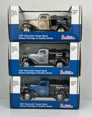 Liberty Amoco 1937 Chevrolet Tanker Heritage Series Set Of 3 Coin Bank 1993 NIB - Image 1 of 4