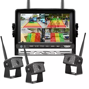 3x Digitale Funk Rückfahrkameras BSD 7" Monitor DVR Rückansicht für Wohnmobil Wohnwagen - Bild 1 von 20