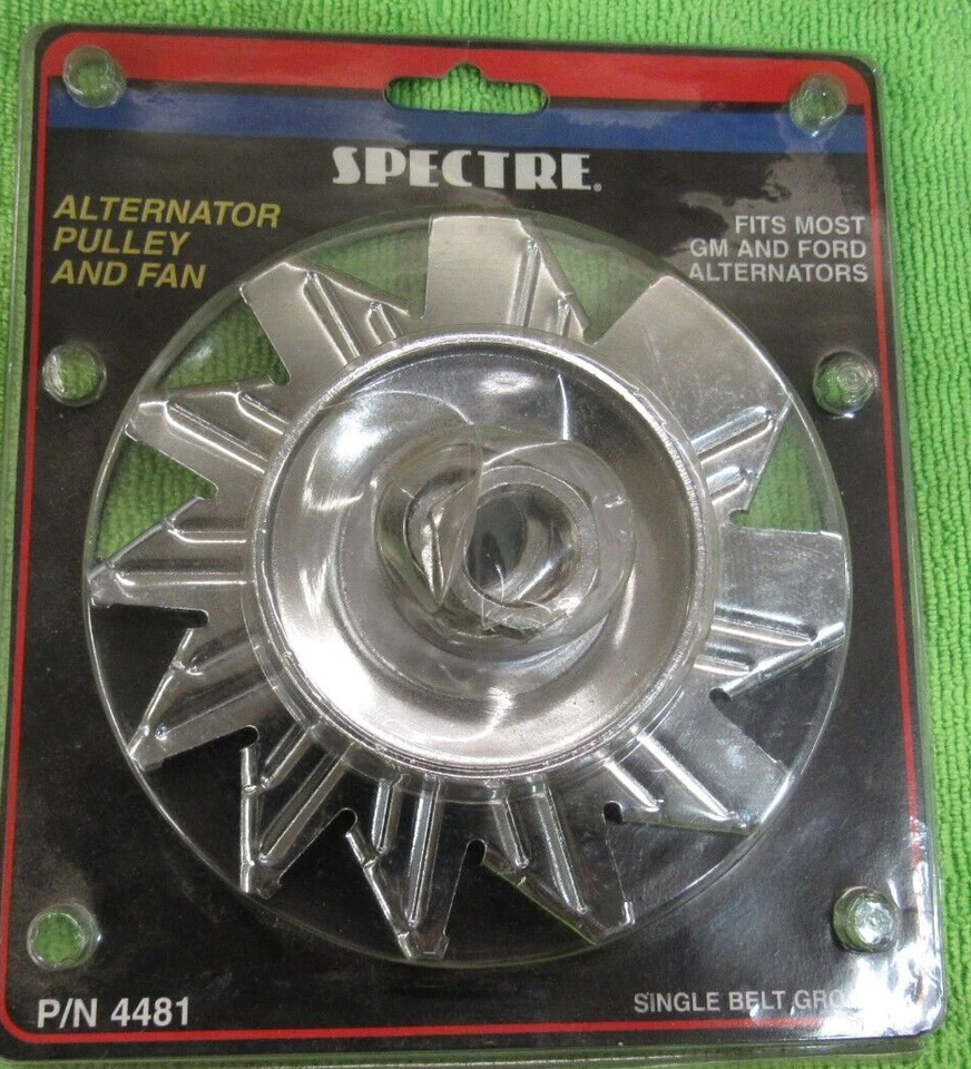 SPECTRE 4481 ALTERNATOR PULLEY AND FAN - SINGLE BELT GROOVE, FITS MOST GM & FORD - Image 1 of 1