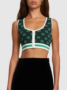 Gucci Damen GG grünes bauchfreies Oberteil Größe Large – UVP 1200 $ - Bild 1 von 8
