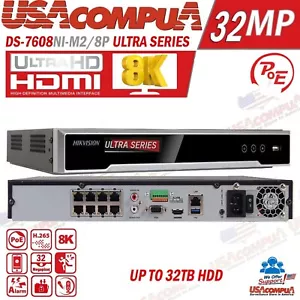 Hikvision 8K 8 Kanal NVR DS-7608NI-M2/8P 8ch 8MP Decodierung 128 Mbps Bandbreite - Bild 1 von 8