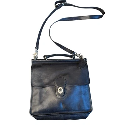 Vintage COACH WILLIS Black Leather Crossbody Bag Satchel Purse Handbag 9927 - Image 1 of 4