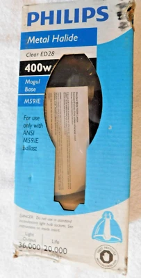 PHILIPS METAL HALIDE CLEAR BULB FOR PHILIPS ANSI M59/E 400 Watt Mogul Base - Image 1 of 3