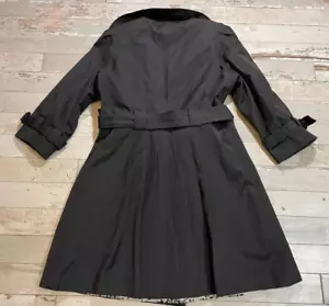 Y2K GUESS Trench Coat Black Double-Breast Pleated 3/4-Sleeve Woman's L NEW VTG - Picture 1 of 17