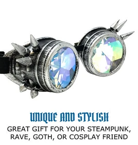 Kaleidoscope Rave Steampunk costume goggles cyber goth punk Rainbow Glasses - Picture 1 of 5