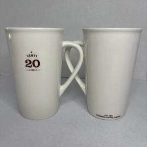Starbucks Coffee Cups 2 Venti 20oz Star Mugs White Ceramic 2010 - Picture 1 of 12