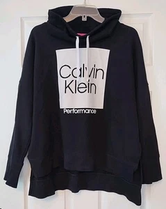 Calvin Klein Performance Hoodie Pullover schwarz-weiß Wasserfallausschnitt Damen XL - Bild 1 von 4