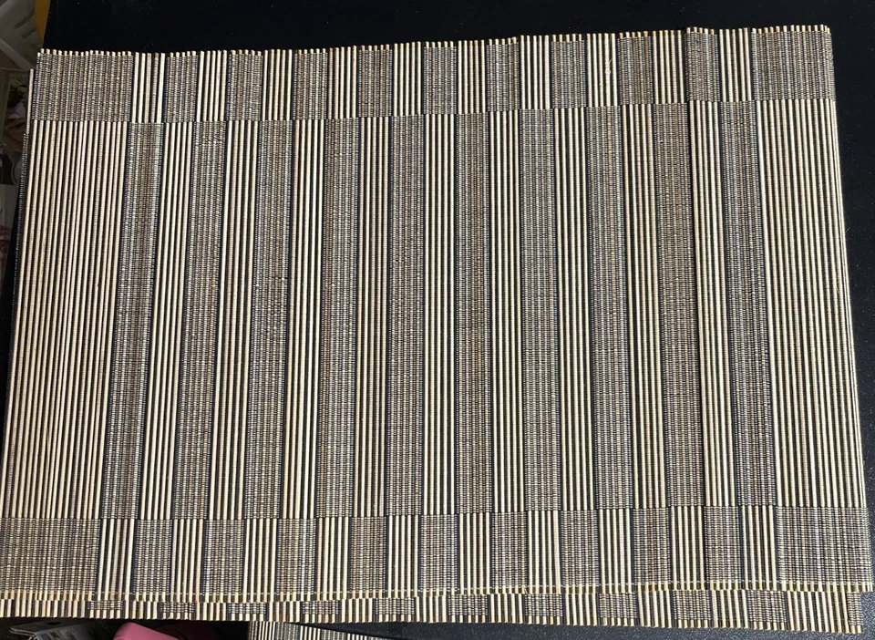 Vtg  Bamboo Reed Wooden Sticks Placemats Set of  3 Boho 18" VTG - Image 1 of 1