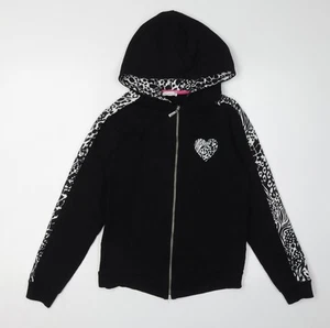 Bluezoo Girls Black Full Zip Animal Print Hoodie 12-13 Years - Picture 1 of 12