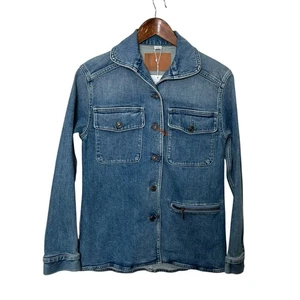 Chaqueta de mezclilla Lafayette 148 para mujer XXS desteñida azul horizonte jean bolsillo utilitario nueva - Imagen 1 de 13