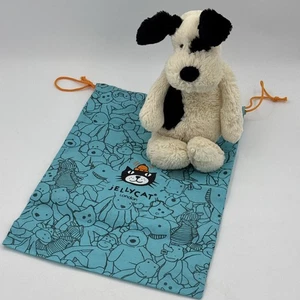 Peluche cane cucciolo Jellycat Bashful nero e crema 12" - Foto 1 di 5
