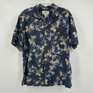 Island Shores Mens Linen Blend Hawaiian Shirt Sz L Aloha Vacation Resort Cruise - Picture 1 of 7