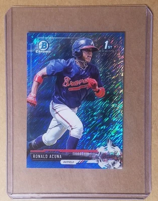 2017 Bowman Chrome Mini Ronald Acuna Jr. Blue Shimmer Refractor 83/150 - Image 1 of 2