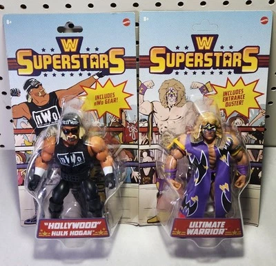 WWE Superstars Series 1 & 2 Ultimate Warrior & Hollywood Hulk Hogan Mattel - Image 1 of 4