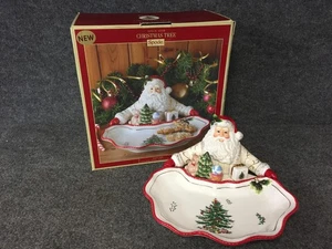 Spode Christmas Tree Figural Santa Schale Schale 22 K Gold Akzentrand mit Box - Bild 1 von 3