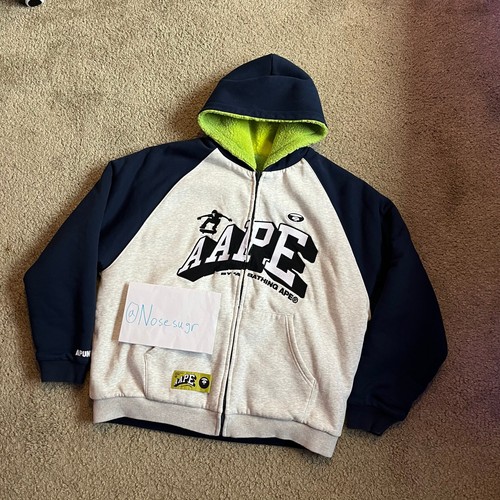 A BATHING APE (BAPE) Autentica felpa con cappuccio e zip intera reversibile Bape anni 2000 Aape L