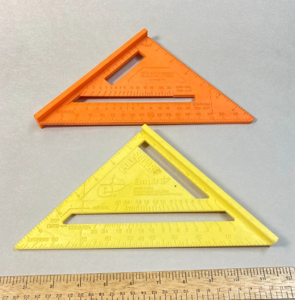 Rafter Square Lot 2 Pc Carpenter Framing Layout Plastic Empire & Johnson - Image 1 of 4