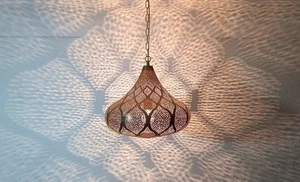 Marokkanische Decken Messing Pendelleuchte, Messing Hängelampe, handgefertigte Deckenleuchte, - Bild 1 von 10